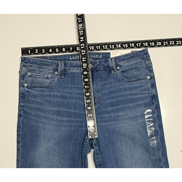 American Eagle Jeans Womens 16 Blue Fits 36x32 Low Rise Flare Next Level Stretch - Picture 3 of 11